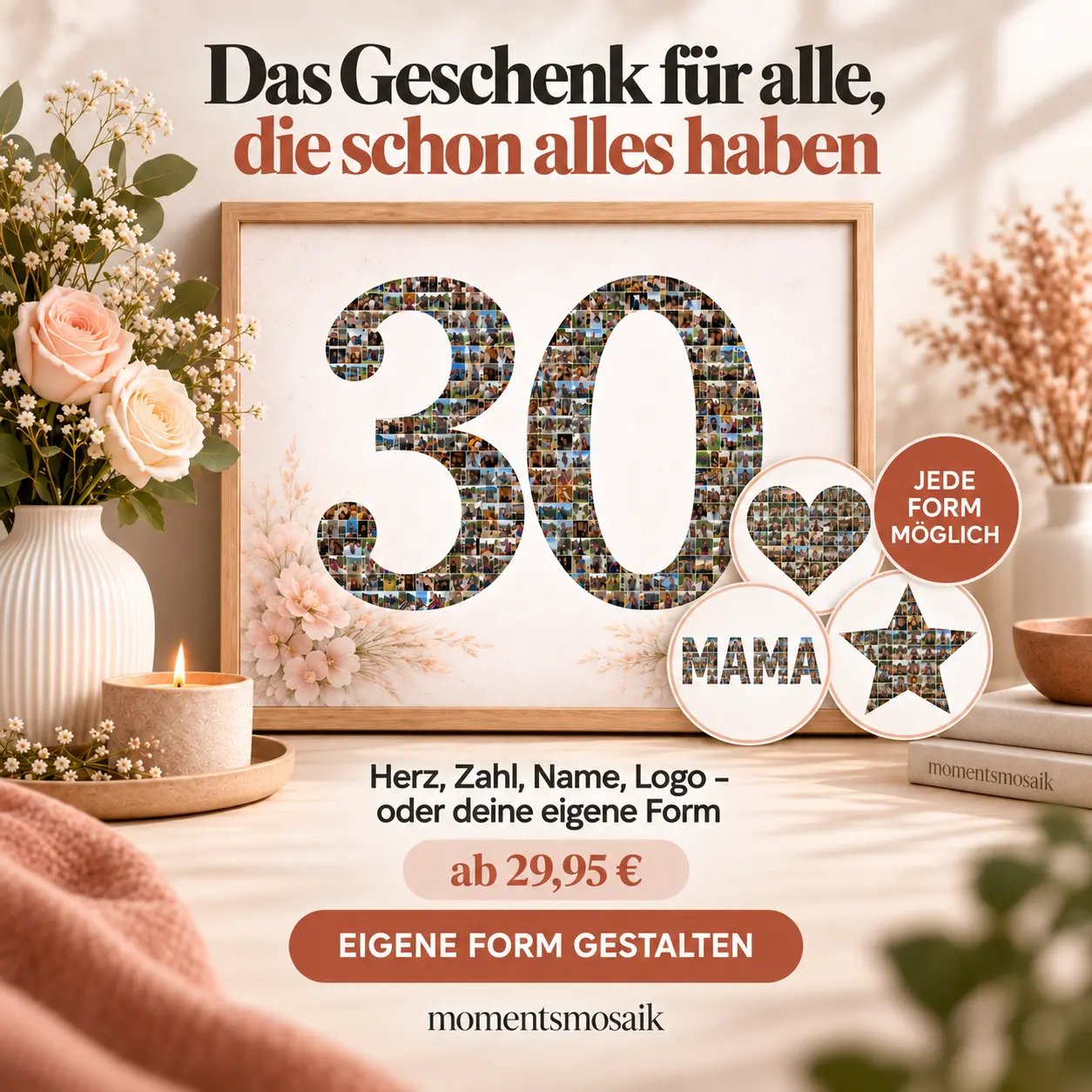 momentsmosaik – Fotomosaik-Geschenk selbst gestalten, ab 29,95 €